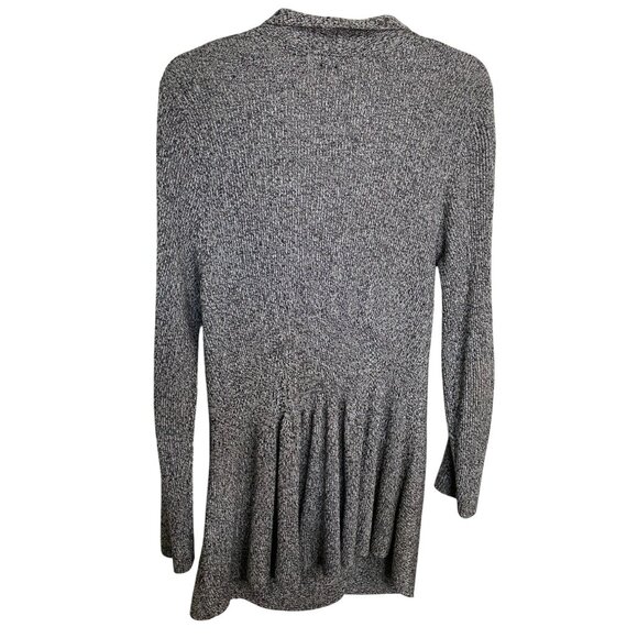 Nic + Zoe Black/White Double Breasted Knit Cardigan With Peplum Size L Academia - Picture 2 of 9